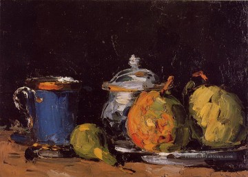 Poires au sucre et coupe bleue Paul Cézanne Nature morte impressionnisme Peinture à l'huile